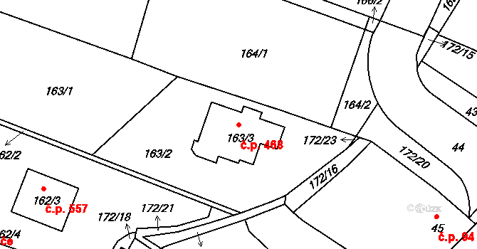 Pokratice 468, Litoměřice na parcele st. 163/3 v KÚ Pokratice, Katastrální mapa