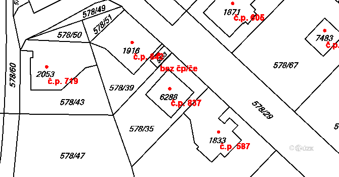 Beroun-Závodí 837, Beroun na parcele st. 6288 v KÚ Beroun, Katastrální mapa