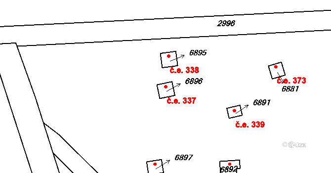 Cheb 337 na parcele st. 6896 v KÚ Cheb, Katastrální mapa