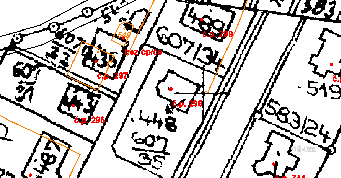 Horní Ředice 298 na parcele st. 448 v KÚ Horní Ředice, Katastrální mapa