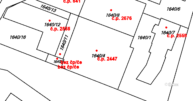 České Budějovice 3 2447, České Budějovice na parcele st. 1640/4 v KÚ České Budějovice 3, Katastrální mapa