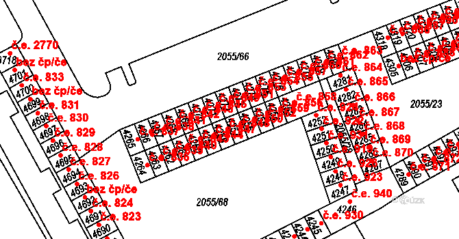 Hodonín 850 na parcele st. 4257 v KÚ Hodonín, Katastrální mapa