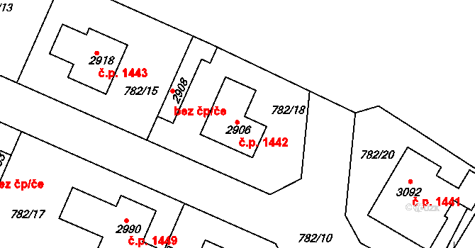 Neratovice 1442 na parcele st. 2906 v KÚ Neratovice, Katastrální mapa