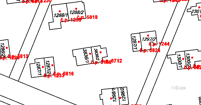 Zlín 6712 na parcele st. 3836/2 v KÚ Zlín, Katastrální mapa