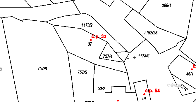 Kadešice 33, Žihobce na parcele st. 37 v KÚ Kadešice, Katastrální mapa
