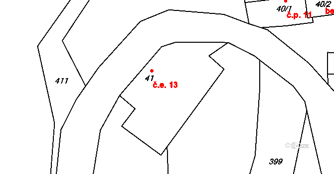 Čestín 13, Jankov na parcele st. 41 v KÚ Čestín u Jankova, Katastrální mapa