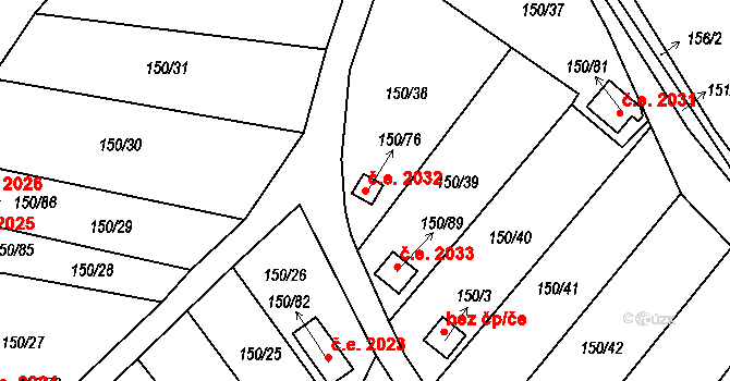 Domanínek 2032, Bystřice nad Pernštejnem na parcele st. 150/76 v KÚ Domanínek, Katastrální mapa
