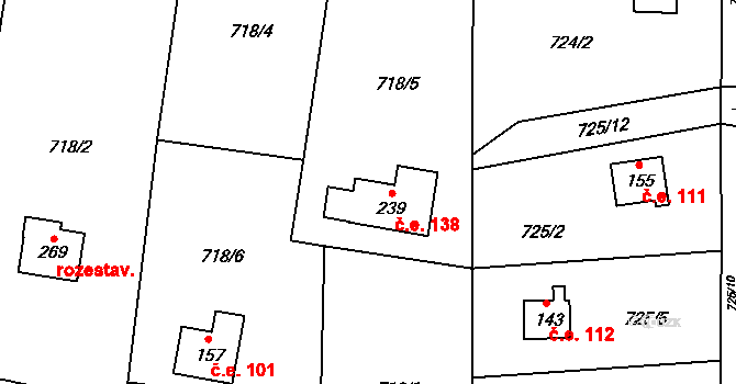 Radimovice u Želče 138 na parcele st. 239 v KÚ Radimovice u Želče, Katastrální mapa
