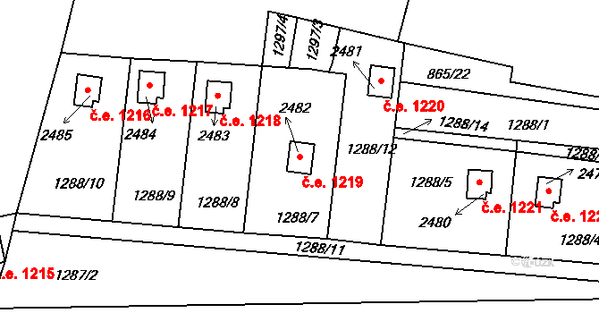 Milevsko 1219 na parcele st. 2482 v KÚ Milevsko, Katastrální mapa
