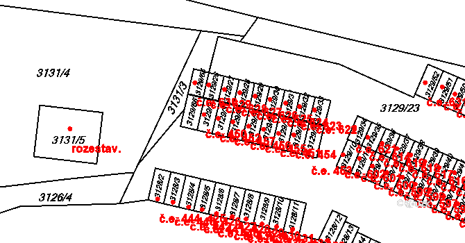 Bystřice nad Pernštejnem 457 na parcele st. 3129/4 v KÚ Bystřice nad Pernštejnem, Katastrální mapa