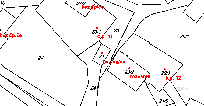 Míchov 38324091 na parcele st. 21 v KÚ Míchov u Boskovic, Katastrální mapa