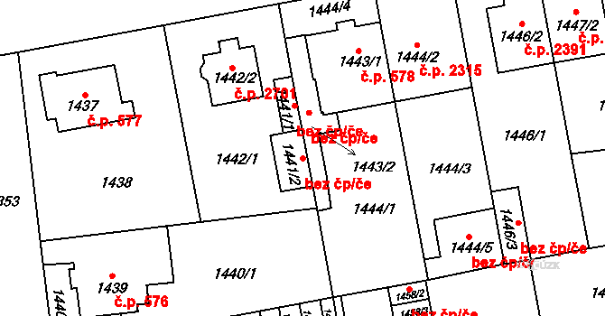 Praha 40363091 na parcele st. 1441/2 v KÚ Horní Počernice, Katastrální mapa