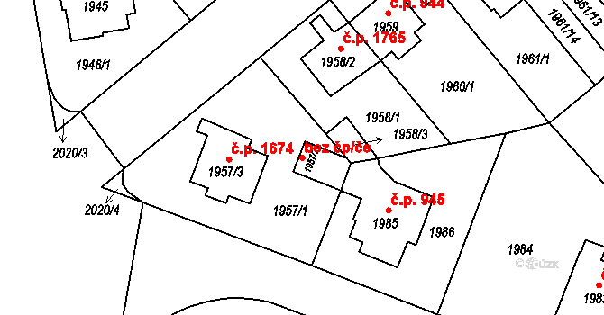 Praha 40458091 na parcele st. 1957/2 v KÚ Kobylisy, Katastrální mapa
