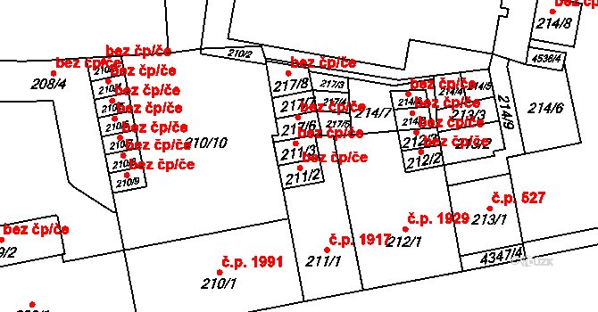 Teplice 41329091 na parcele st. 211/3 v KÚ Teplice, Katastrální mapa
