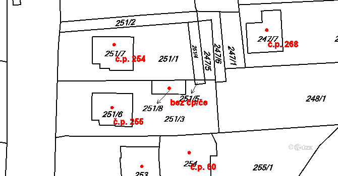 Jihlava 41636091 na parcele st. 251/8 v KÚ Antonínův Důl, Katastrální mapa