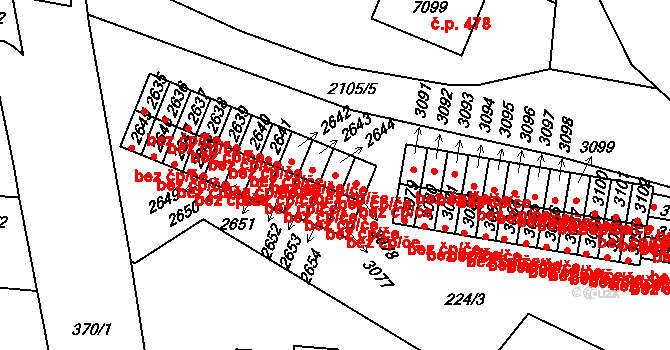 Písek 42159091 na parcele st. 2644 v KÚ Písek, Katastrální mapa