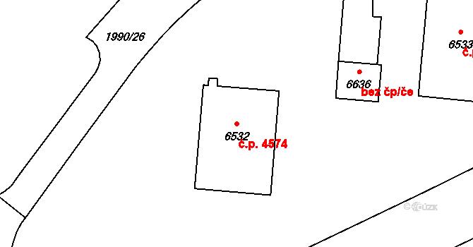 Zlín 4574 na parcele st. 6532 v KÚ Zlín, Katastrální mapa