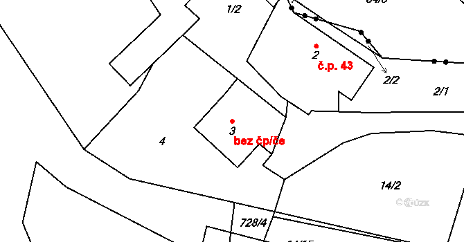 Rychnov nad Kněžnou 44277091 na parcele st. 3 v KÚ Roveň u Rychnova nad Kněžnou, Katastrální mapa