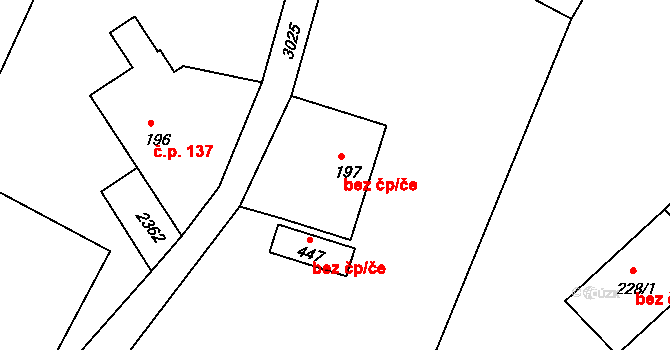 Jablonné v Podještědí 45918091 na parcele st. 197 v KÚ Heřmanice v Podještědí, Katastrální mapa