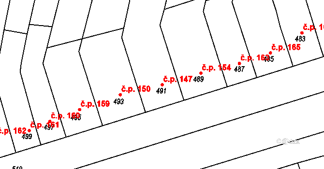 Vážany nad Litavou 147 na parcele st. 491 v KÚ Vážany nad Litavou, Katastrální mapa