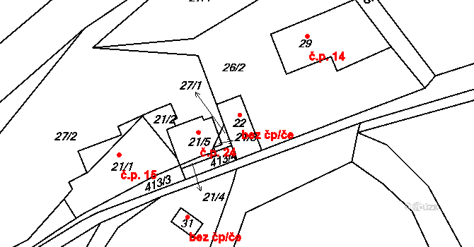 Věžná 49517091 na parcele st. 22 v KÚ Jabloňov, Katastrální mapa