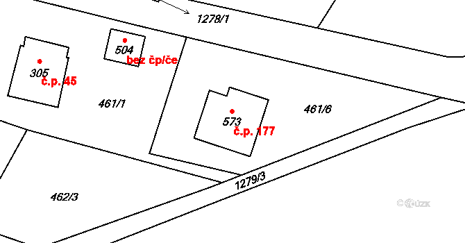 Koloděje nad Lužnicí 177, Týn nad Vltavou na parcele st. 573 v KÚ Koloděje nad Lužnicí, Katastrální mapa
