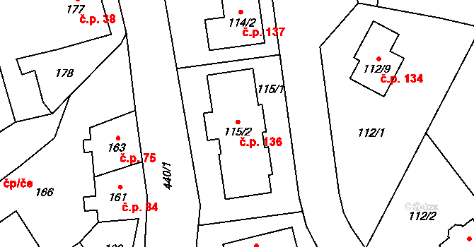 Edrovice 136, Rýmařov na parcele st. 115/2 v KÚ Edrovice, Katastrální mapa