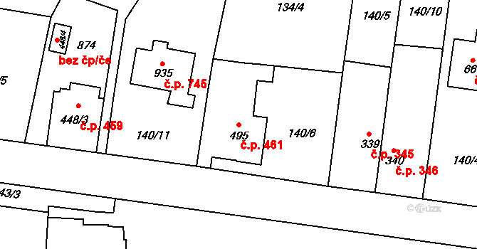 Slatiňany 461 na parcele st. 495 v KÚ Slatiňany, Katastrální mapa