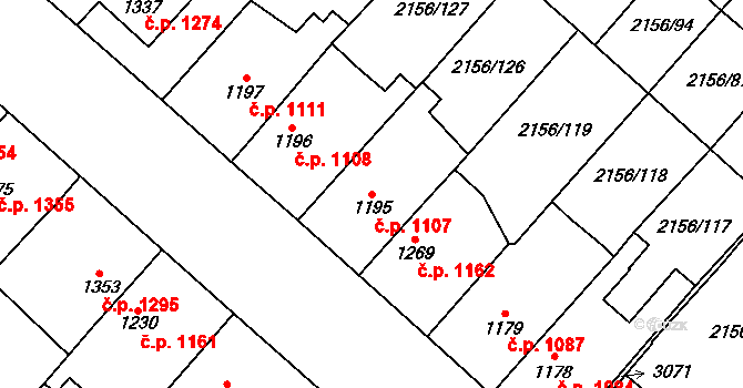 Choceň 1107 na parcele st. 1195 v KÚ Choceň, Katastrální mapa
