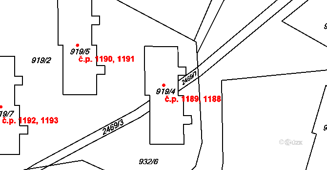 Jeseník 1188,1189 na parcele st. 919/4 v KÚ Jeseník, Katastrální mapa