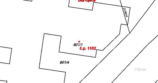 Střešovice 1102, Praha na parcele st. 901/1 v KÚ Střešovice, Katastrální mapa