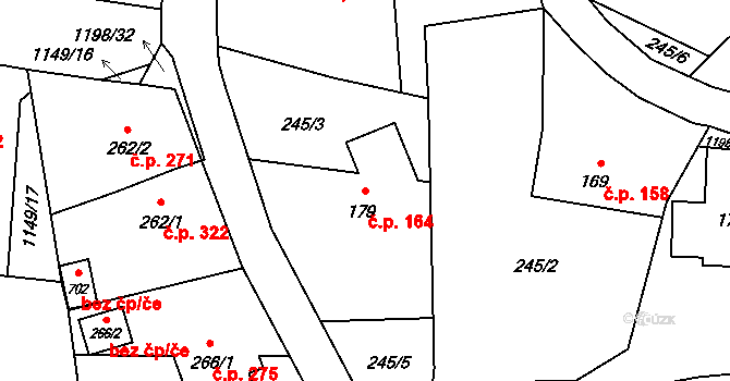 Mořkov 164 na parcele st. 179 v KÚ Mořkov, Katastrální mapa