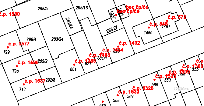 Nový Jičín 1434 na parcele st. 681/1 v KÚ Nový Jičín-Dolní Předměstí, Katastrální mapa