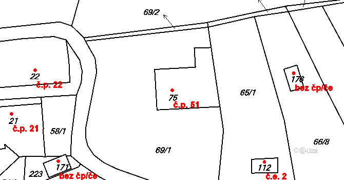 Rozkoš 51, Humpolec na parcele st. 75 v KÚ Rozkoš u Humpolce, Katastrální mapa