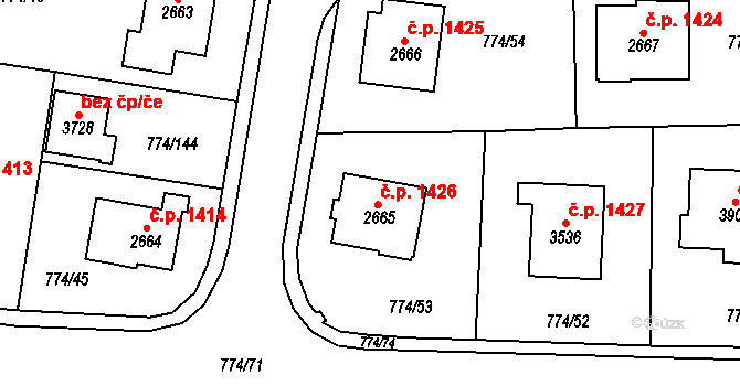 Humpolec 1426 na parcele st. 2665 v KÚ Humpolec, Katastrální mapa