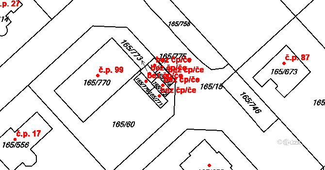 Jenišov 91026091 na parcele st. 165/772 v KÚ Jenišov, Katastrální mapa