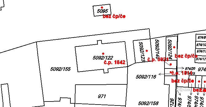 Louny 1842 na parcele st. 5092/122 v KÚ Louny, Katastrální mapa