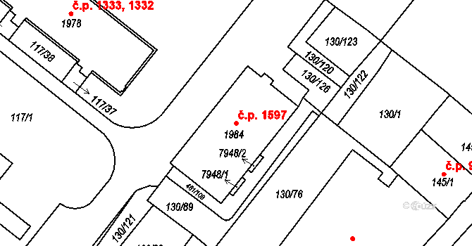 Napajedla 1597 na parcele st. 1984 v KÚ Napajedla, Katastrální mapa