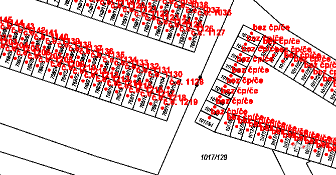 Pudlov 1128, Bohumín na parcele st. 768/105 v KÚ Pudlov, Katastrální mapa