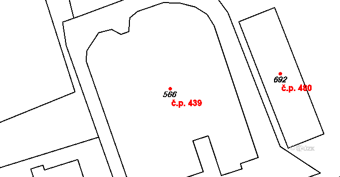 Libouchec 439 na parcele st. 566 v KÚ Libouchec, Katastrální mapa