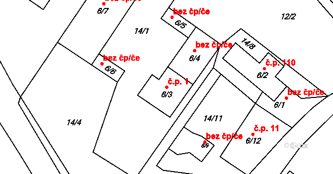 Merklovice 1, Vamberk na parcele st. 6/3 v KÚ Merklovice, Katastrální mapa
