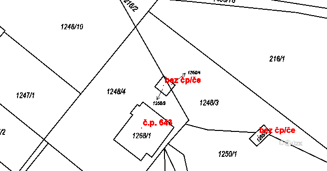Ústí nad Orlicí 97661091 na parcele st. 1268/3 v KÚ Hylváty, Katastrální mapa