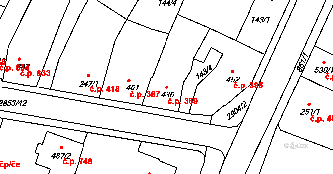 Bystřice pod Hostýnem 369 na parcele st. 436 v KÚ Bystřice pod Hostýnem, Katastrální mapa