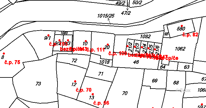 Kokory 109 na parcele st. 20 v KÚ Kokory, Katastrální mapa