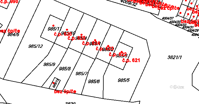 Žižkov 622, Kutná Hora na parcele st. 985/2 v KÚ Kutná Hora, Katastrální mapa