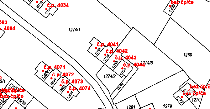 Zruč nad Sázavou 4042 na parcele st. 1272/2 v KÚ Zruč nad Sázavou, Katastrální mapa