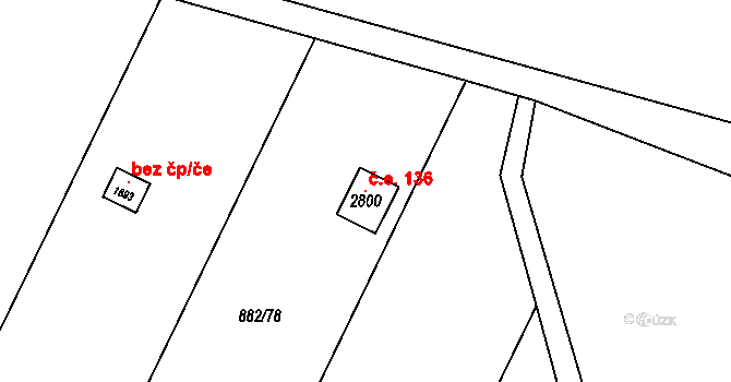 Chlumec nad Cidlinou IV 136, Chlumec nad Cidlinou na parcele st. 2800 v KÚ Chlumec nad Cidlinou, Katastrální mapa