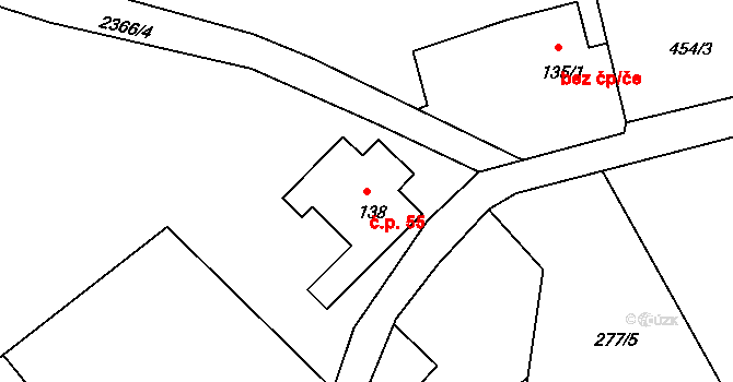 Držkov 55 na parcele st. 138 v KÚ Držkov, Katastrální mapa