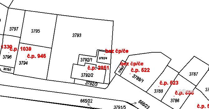 Brno 120454092 na parcele st. 3792/4 v KÚ Líšeň, Katastrální mapa