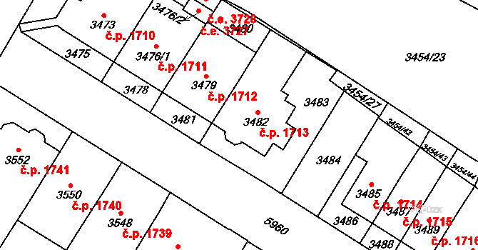 Jihlava 1713 na parcele st. 3482 v KÚ Jihlava, Katastrální mapa